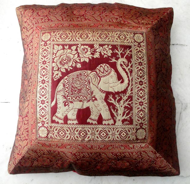 25pc Indian Elephant Traditional Silk Cushion Covers
