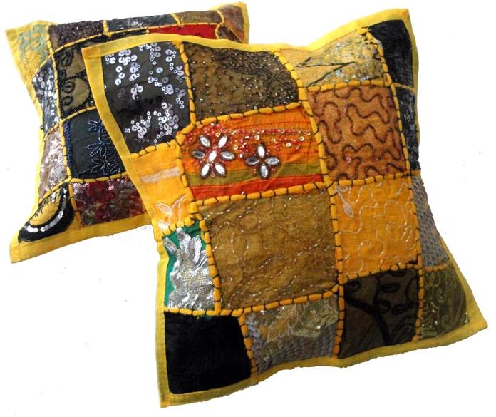 25pc Yellow Embroidery Cushion Cover
