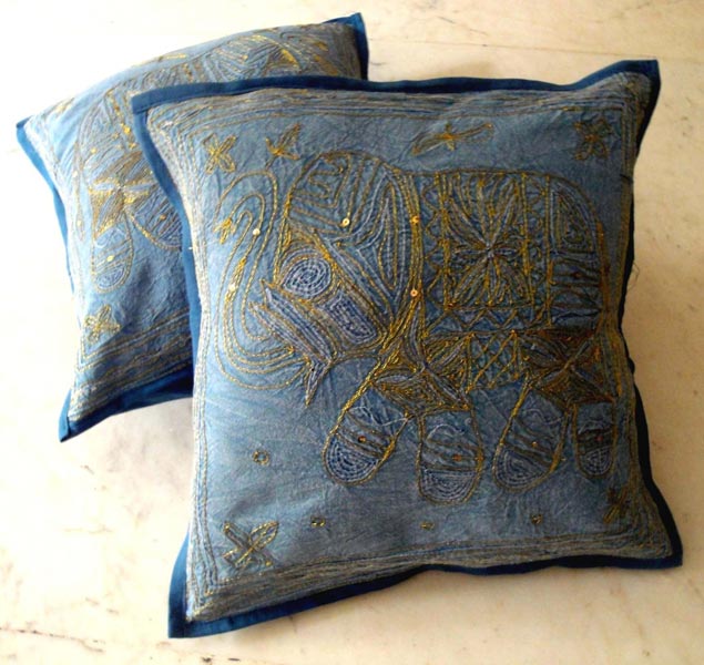 5 Indian Handcrafted Sequin Embroidery Cushion Covers