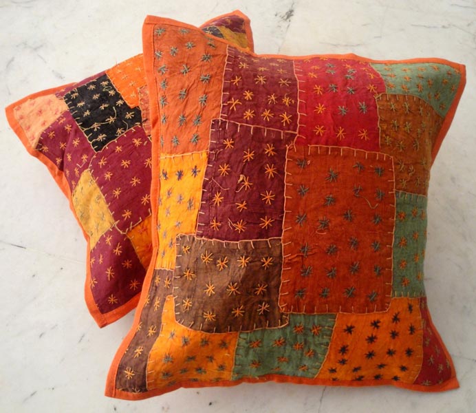 5 Orange Applique Handcrafted Cushion Covers