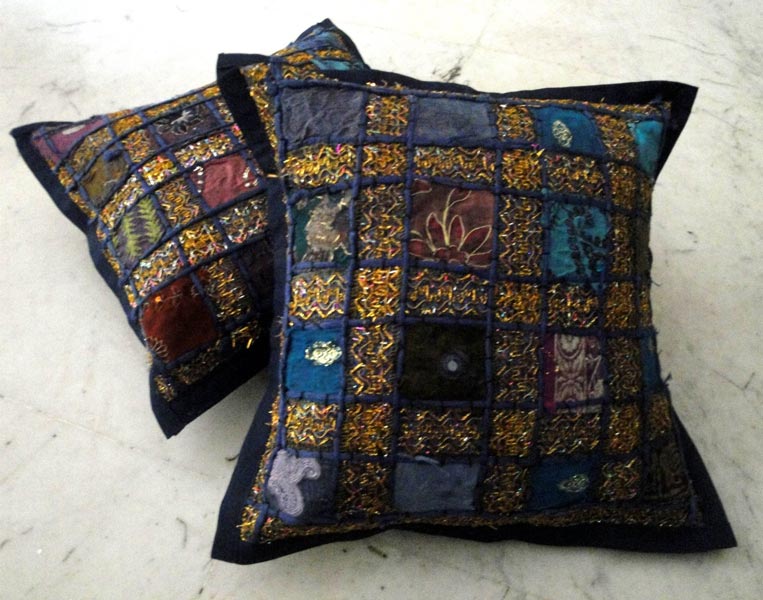 5 Purple Embroidered Sequin Cushions Covers