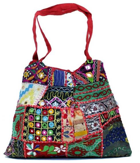 Cotton Canvas Multi Color Heavy Embroidery Mirror Work Hippie Boho Tote Indian Sling Shoulder Bag