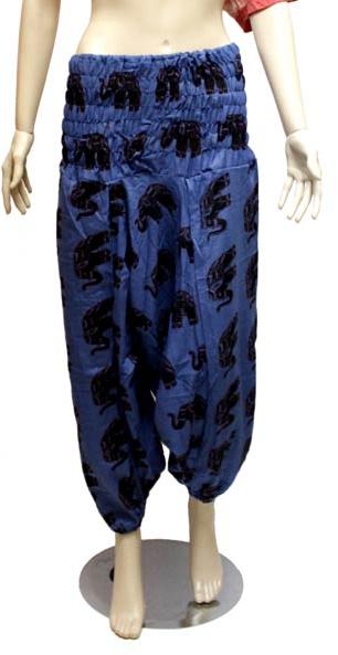 Dark Blue Color Casual Aladdin Afghani Pant for Womens in Cotton Fabric with Elastic Waist
