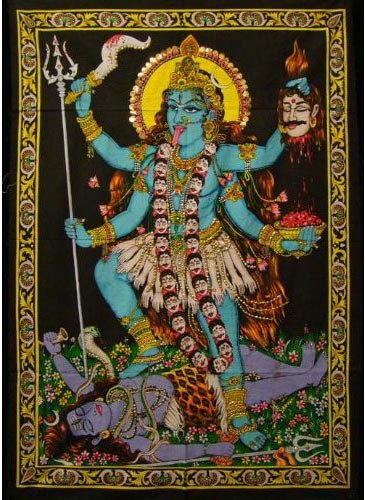 Huge Cotton Fabric Goddess Kali