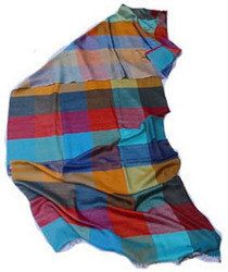 Silk Wool Reversible Check Stole