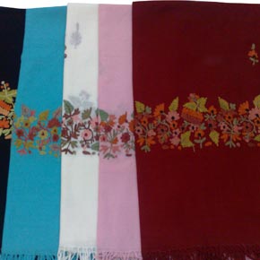 Woolen Ari Embroidery Multi Colored Paldar Stole