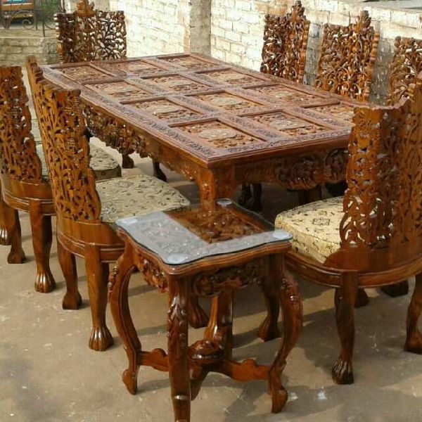 Teak Wood Dining Table Set by Smart Tech Solution, Teak Wood Dining