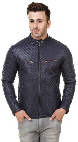 Navy Blue Leather Jacket