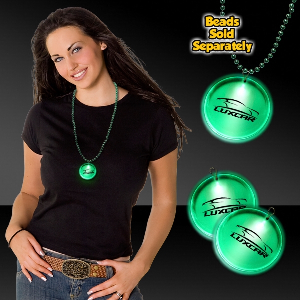 Green 2" Lighted LED Badges with attached J-Hook medallion