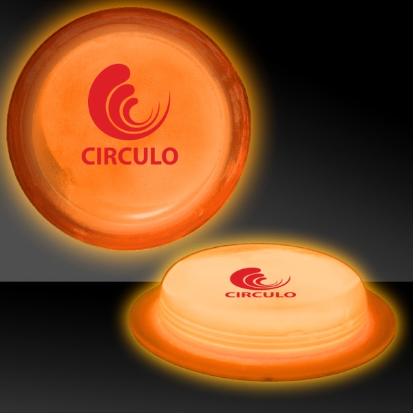 Orange 3" Self-Adhering Circle Shaped Light Up Glow Badge
