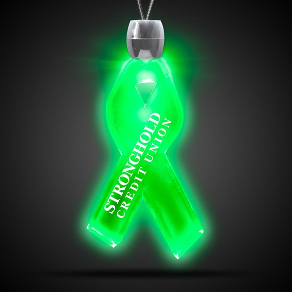 Ribbon Green Light-Up Acrylic Pendant Necklace