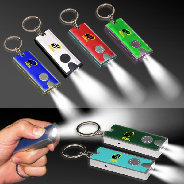 Silver & Red LED Flashlight Keychain
