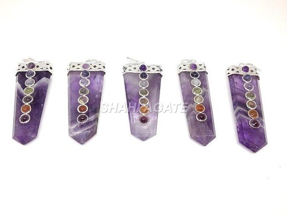 7 chakra Amethyst Pendant