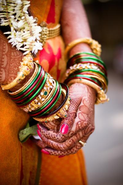 glass bangles in hand