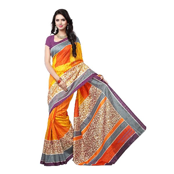 women multi colored bhagalpur silk cotton sarees