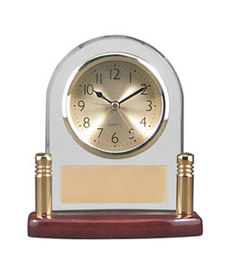 Glass Arch Brass Post Clock