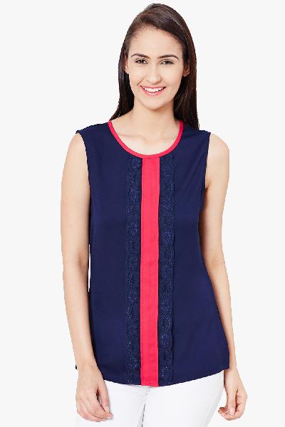 400518 plain Blue colour womens top