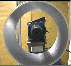 Inside surface of a large diameter cylinder