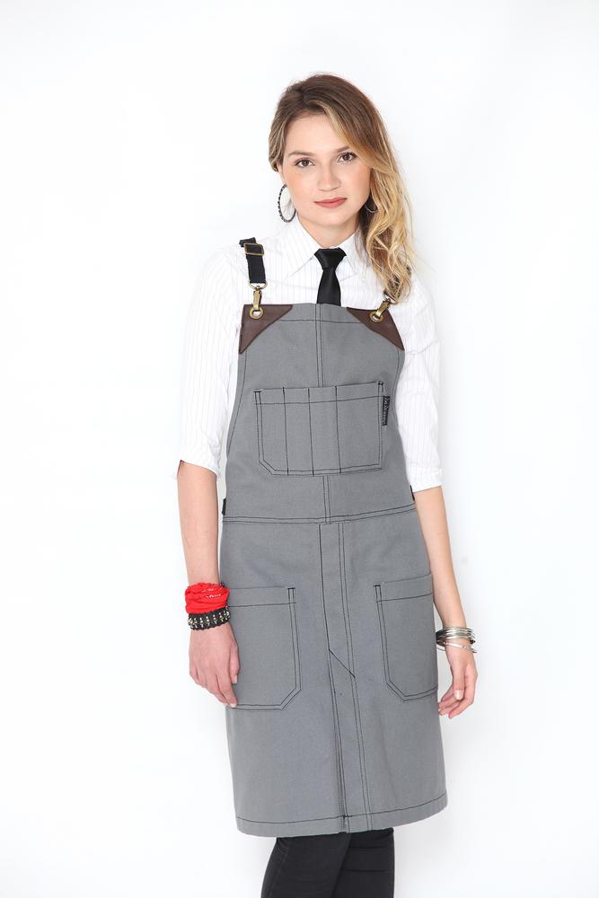 BACK APRON - PEWTER GRAY CANVAS