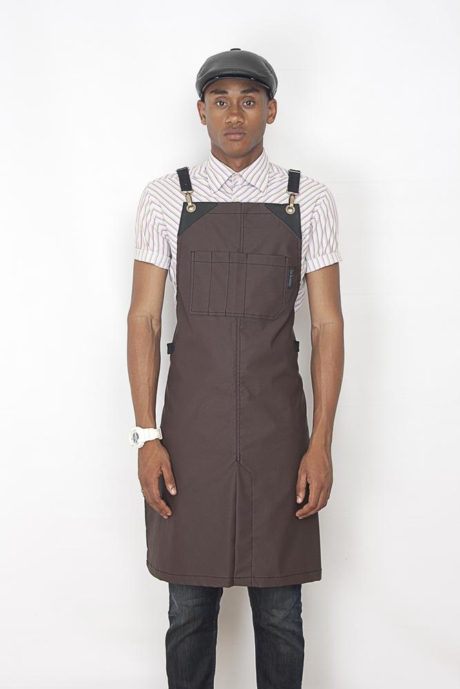 Brown Chocolate Coated Cross-Back Barber Apron