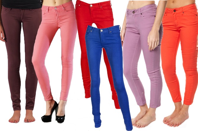 ladies coloured jeans