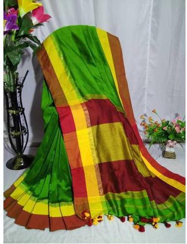 Green Khadi Cotton Sarees