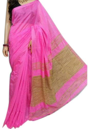 Pink Handloom Sarees, Saree Length : 6.25 meter