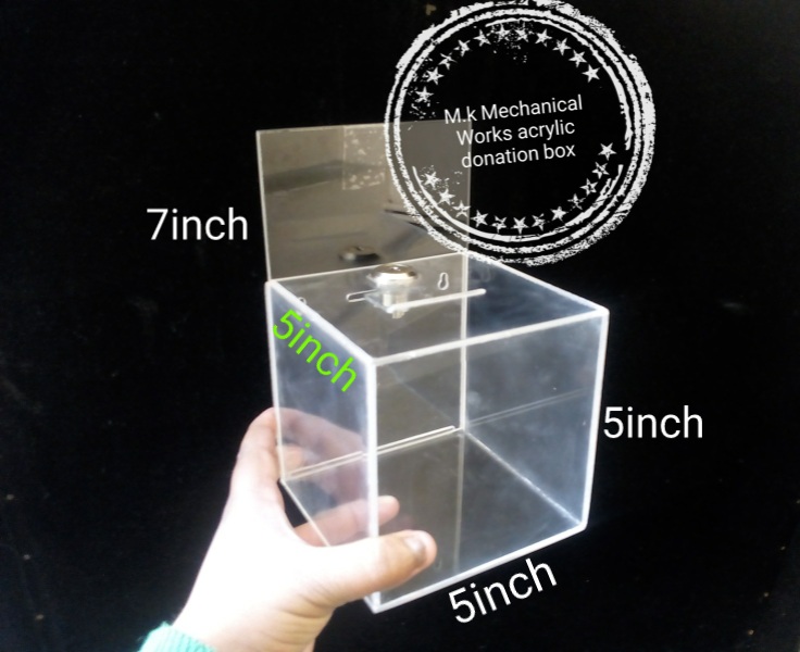 M.K transparent acrylic donation box, Size : 5
