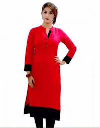 Om Prints Cotton Ladies Casual Kurti, Color : Red