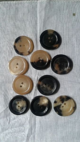 Horn Round Buttons, Color : Natural