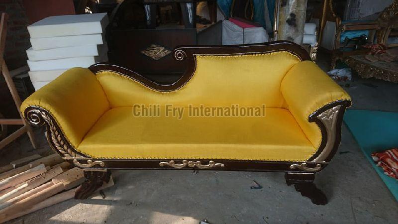 Sofa cum Couch in Walnut & Golden Deco