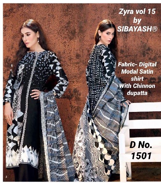 Sibayash zyra vol15 modal satin printed shirt Dupatta