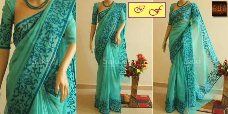 aari work designer sarees with running blouse