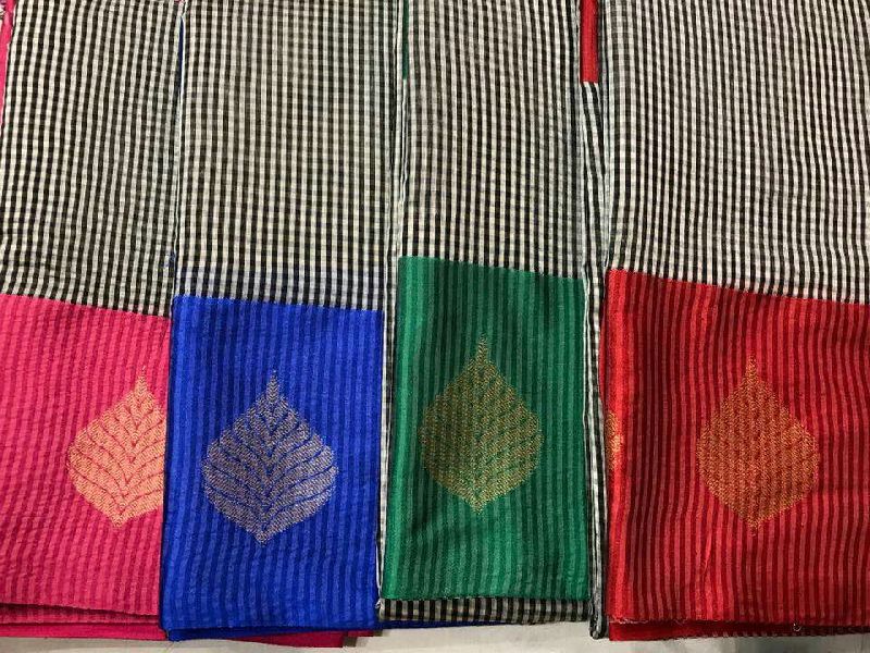 chanderi silk cotton with leaf weaving sarees