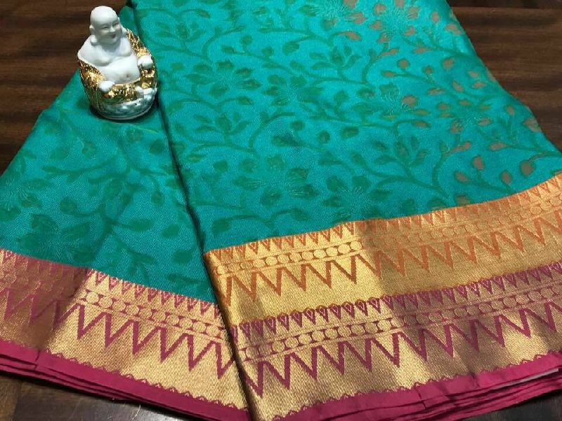 printed muslin silk sarees with rich pallu