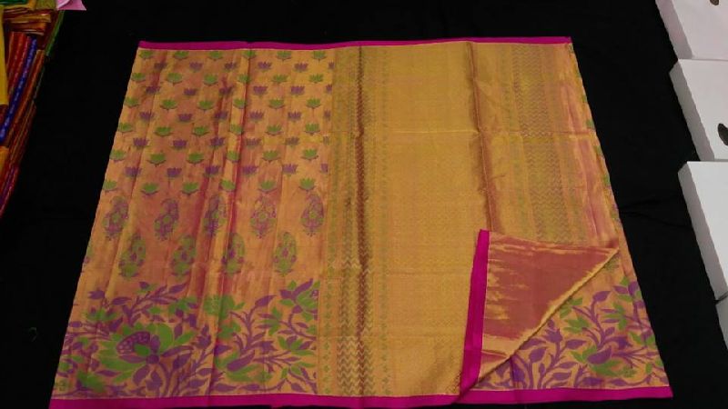 pure kanchipuram silk saree with tissue zari work