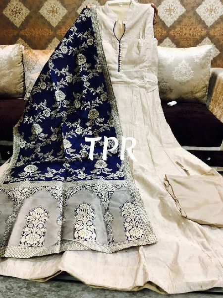 tpr chanderi silk stitched gown