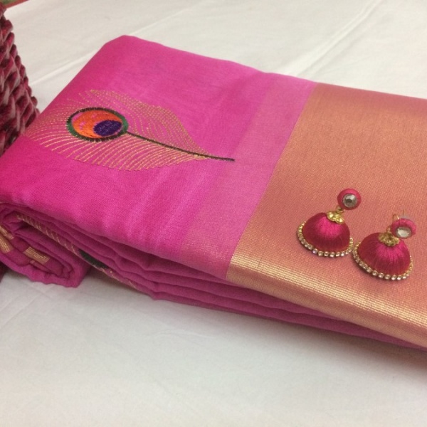 chanderi embrodiered sarees