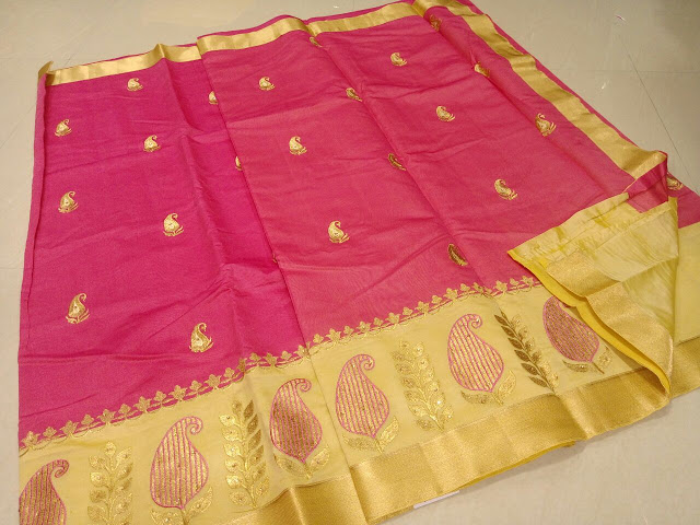 chanderi silk embroidered sarees