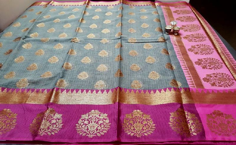 kota weaving saree with brocade blouse