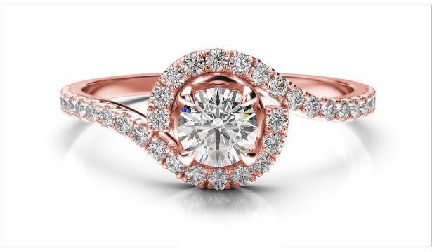 Real Round Diamond Engagement Ring in 14k Gold