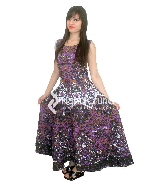 Beautiful Ethnic Mandala Evening Gown Dress, Size : Free Size