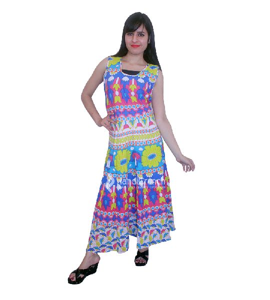 Colorful Flower Printed Designer Evening Gown, Size : Free Size