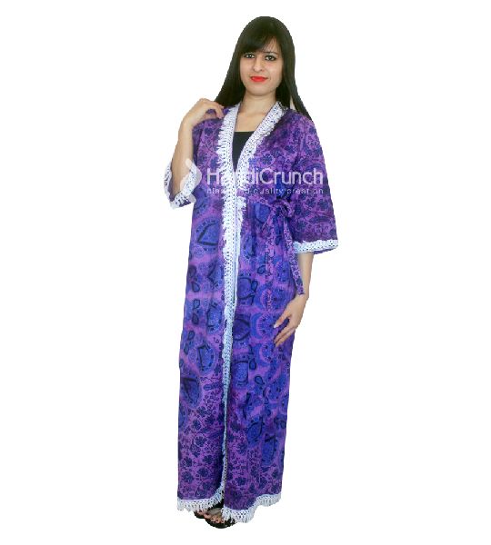 Beautiful violet mandala cotton bath robe
