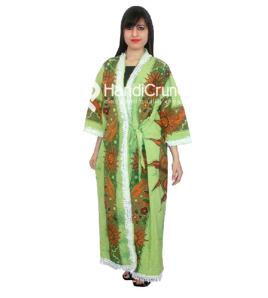 Beautiful green sun printed bath robe