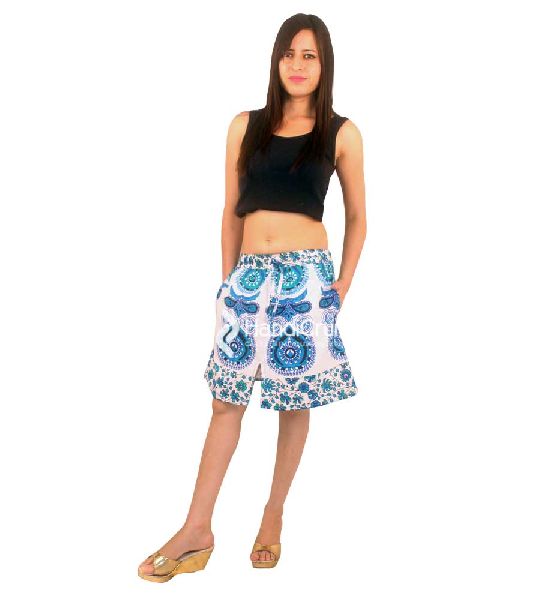 Mandala handmade printed short skirt, Size : All Sizes
