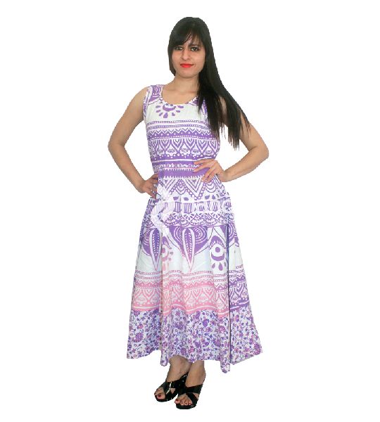 Pink Purple Bohemian Ombre Print Casual Sleeveless Evening Prom Gowns Maxi Dress