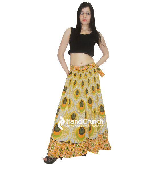 women Yellow color printed skirt rapron