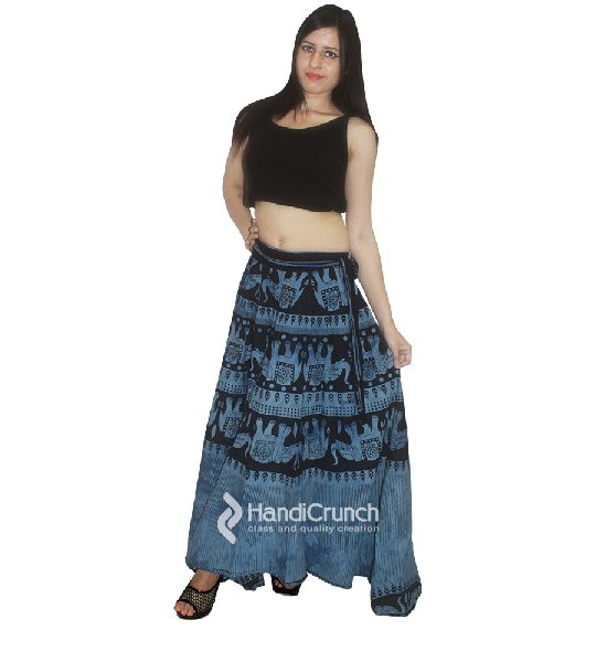 Cotton Handmade Elephant Mandala Print Floor Length Long Skirts