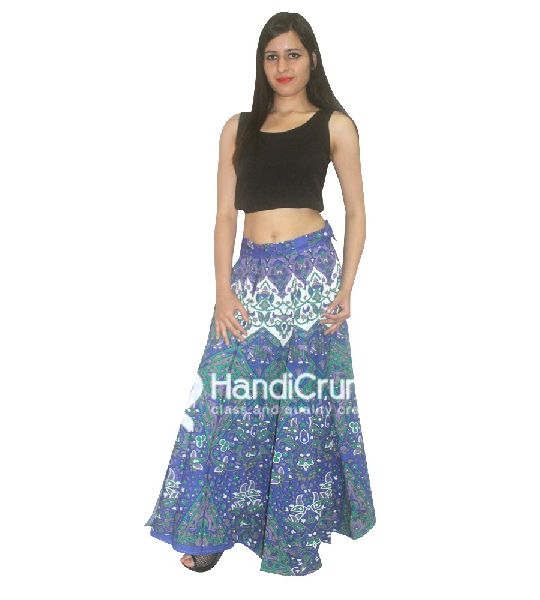 Cotton Handmade Ombre Mandala Print Floor Length Long Skirts